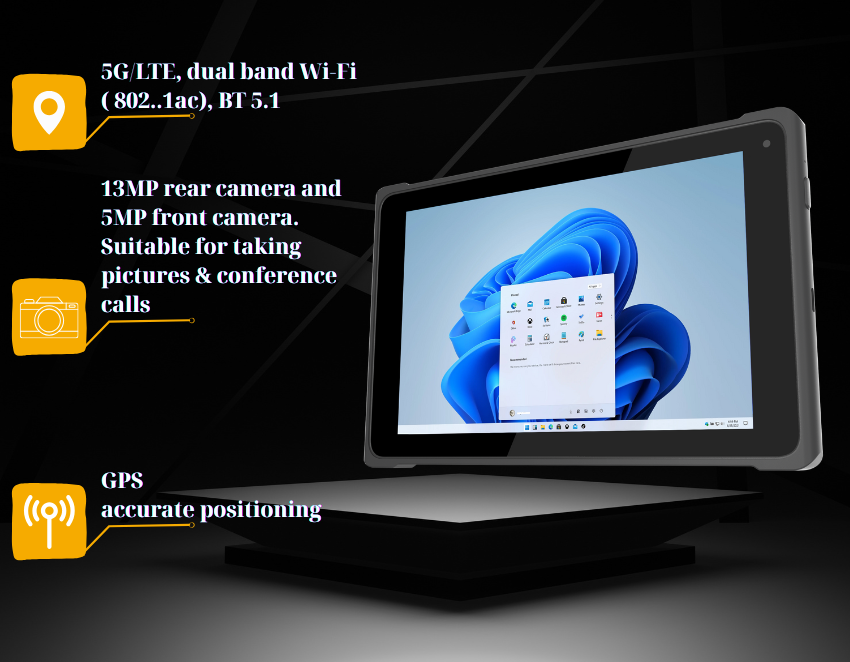 EM-Q89, 8″ Rugged Tablet 8/128G/5G LTE/NFC Windows 11 IOT - See More